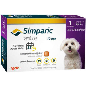 Antipulgas Zoetis Simparic 10 mg para Cães de 2,6 a 5 Kg