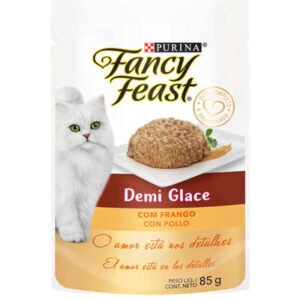 Purina Fancy Feast Sachê Demi Glace com Frango para Gatos Adultos