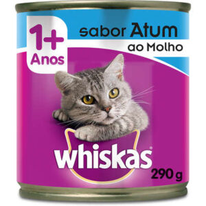 Whiskas Ração Úmida Lata para Gatos Adultos Sabor Atum ao Molho