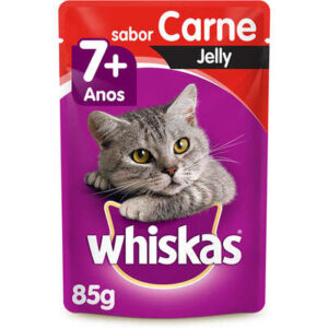 Whiskas Sachê para Gatos Sênior 7+ Sabor Carne Jelly