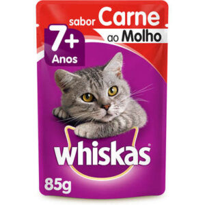 Whiskas Sachê para Gatos Sênior 7+ Sabor Carne ao Molho