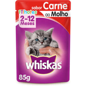 Whiskas Sachê para Gatos Filhotes Sabor Carne ao Molho