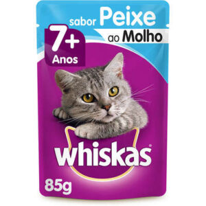 Whiskas Sachê para Gatos Sênior 7+ Sabor Peixe ao Molho