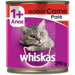 Whiskas Ração Úmida Lata para Gatos Adultos Sabor Carne Patê