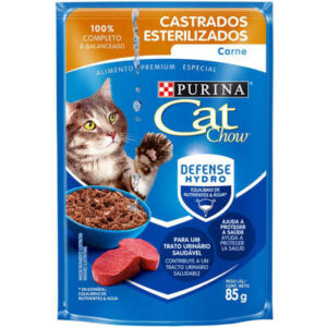 Purina Cat Chow Sachê Carne ao Molho para Gatos Castrados