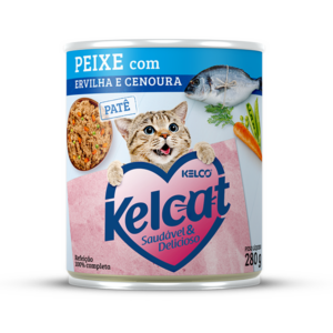 Alimento Úmido Lata Kelco Kelcat Saudável & Delicioso Peixe com Ervilha e Cenoura para Gatos 280 g