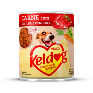 Alimento Úmido Lata Kelco Keldog Saudável & Delicioso Carne com Ervilha e Cenoura para Cães 280 g