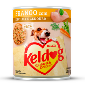 Alimento Úmido Lata Kelco Keldog Saudável & Delicioso Frango com Ervilha e Cenoura para Cães 280 g