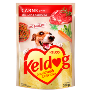 Alimento Úmido Sachê Kelco Keldog Saudável & Delicioso Carne com Ervilha e Cenoura para Cães 100 g