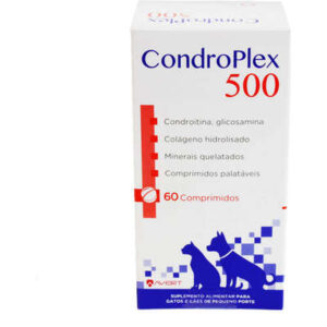 Suplemento Alimentar Avert Saúde Animal CondroPlex 500 para Cães e Gatos de Pequeno Porte 60 Comprimidos