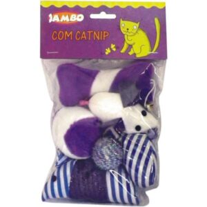 Brinquedo para Gatos Jambo Pet Ratinhos Coloridos com 6 Unidades