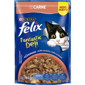 Ração Úmida Purina Felix Fantastic Deli para Gatos Adultos Sabor Carne