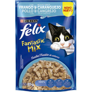 Ração Úmida Purina Felix Fantastic Mix para Gatos Adultos Sabor Frango & Molho de Caranguejo
