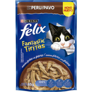 Ração Úmida Purina Felix Fantastic Tiritas para Gatos Adultos Sabor Peru